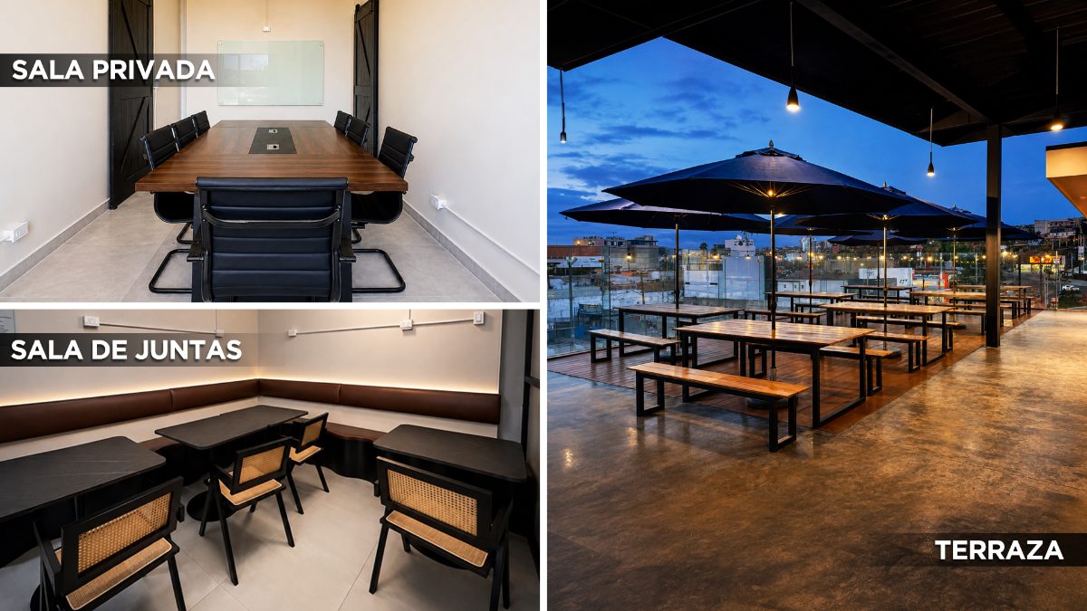Así son los 3 espacios gratis de Lumi Café en Tijuana: sala de juntas, sala de reuniones y terraza