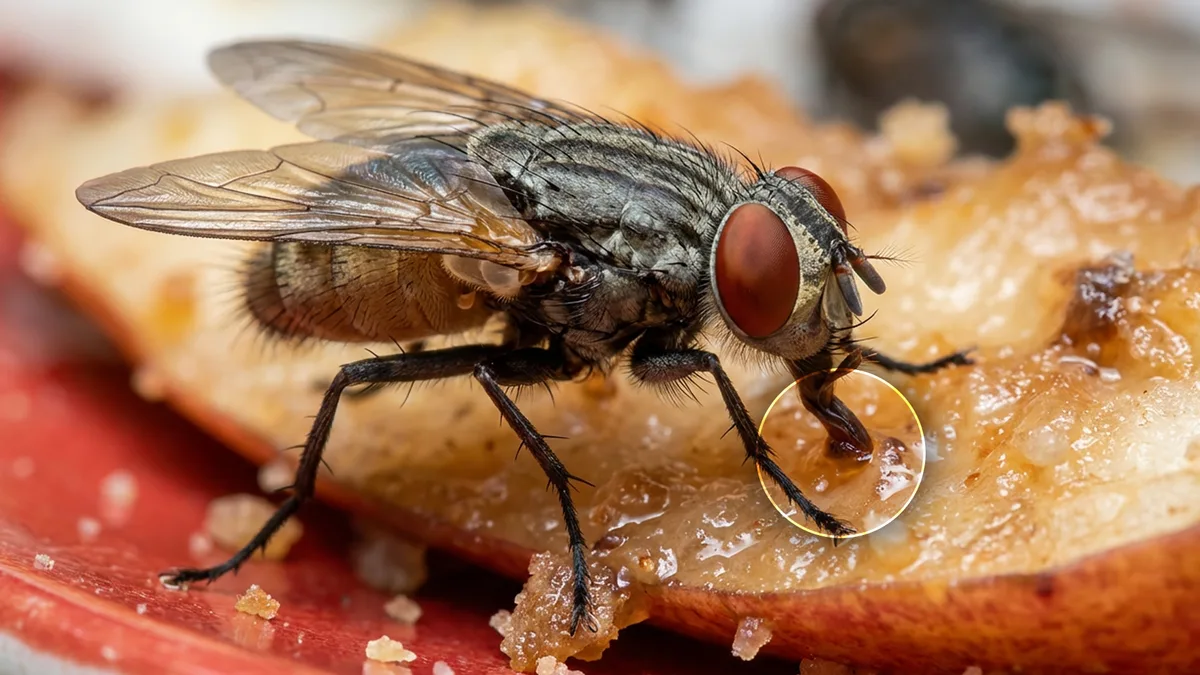 Esto pasa cuando una mosca se para en tu comida